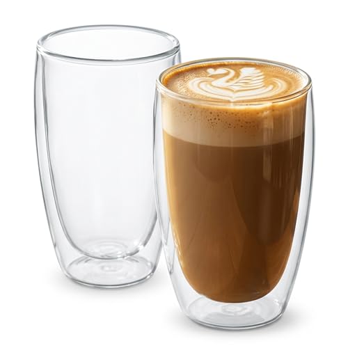 17 oz Double Wall Glass Coffee Mugs (17 ounces 48 count)