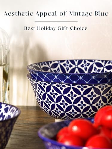 Cereal Bowls Set of 6 (Vintage Blue / 23 OZ)