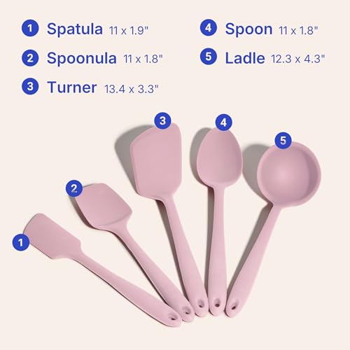 5 Piece Silicone Kitchen Utensils Set (Rose / 5 - Piece Set)
