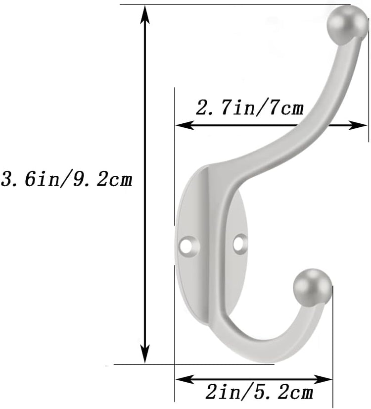 ZEYU Wall Hooks, 20Pcs Coat Hooks Hardware Towel Hooks for Hanging Coats Double No Rust Black Robe Hooks Wall Mounted with Screws for Key, Towel, Bags, Cup, Hat