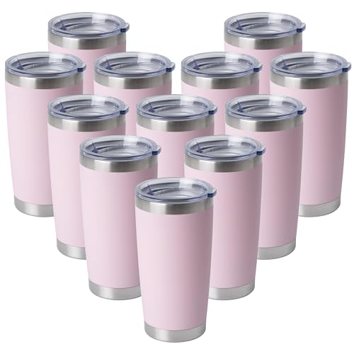 20oz Stainless Steel Tumblers Bulk (Light Pink-A / 12 Count (Pack of 1))