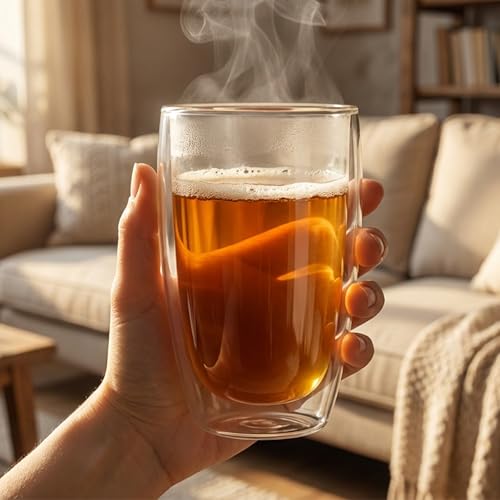 17 oz Double Wall Glass Coffee Mugs (17 ounces 48 count)