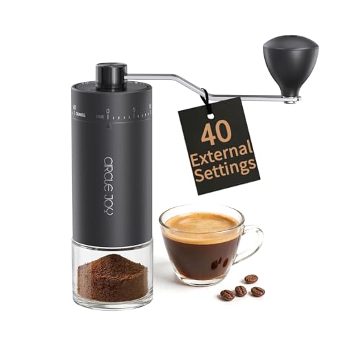 Mini Manual Coffee Grinder with 40 External Adjustable Settings and Ceramic Conical Burr (Black)