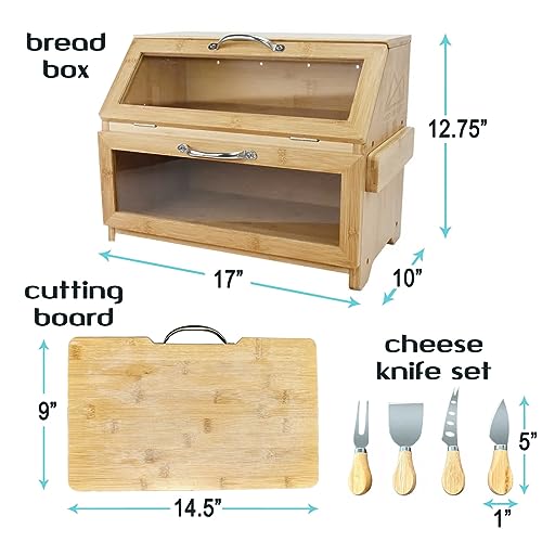 Bread Box with Cutting Board & Knife Set