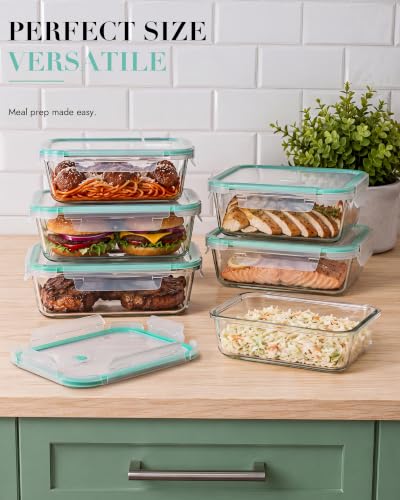 8 Pack Borosilicate Glass Food Storage Containers with Airtight Lids (Plastic Lids / 8 Pack A)