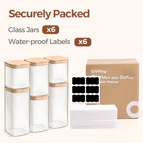 Glass Pantry Storage Containers (0.7 qt x 2 + 1.2 qt x 2 + 1.6 qt x 2)