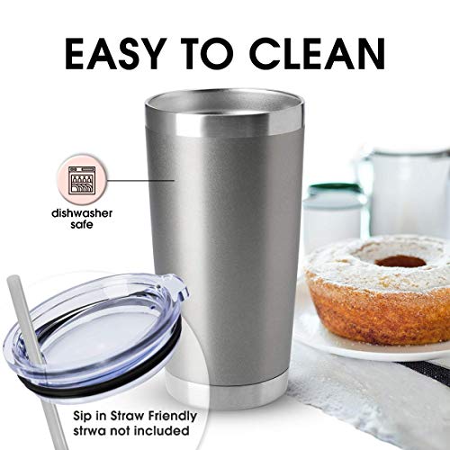 20oz Tumblers Bulk Stainless Steel Cup with Lid Double Wall Vacuum Insulated Coffee Mug for Cold & Hot Drinks 1 Pack (Grey-A / 1 Count (Pack of 1))