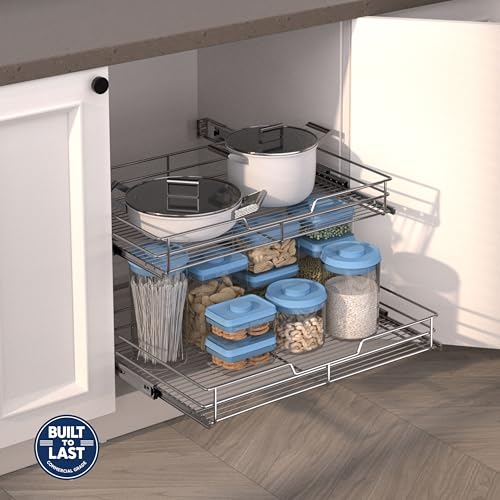 2 Tier Pull Out Cabinet Organizer (23 x 22 Inch)