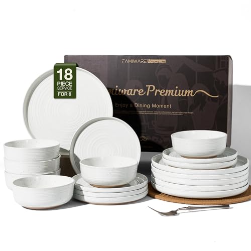 Stoneware Dinnerware Sets for 6 (White)