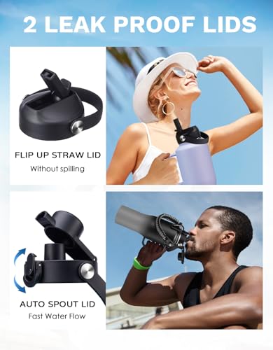 32oz Insulated Water Bottle with Handle (Onyx Black / 32 Ounces with built-in handle)