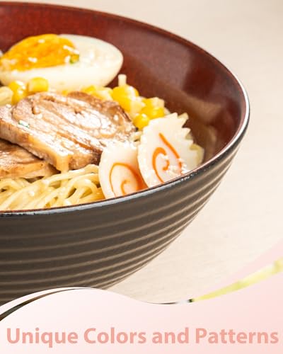 8 Inch 40oz Large Japanese Ramen Bowl Set of 2 (Red)