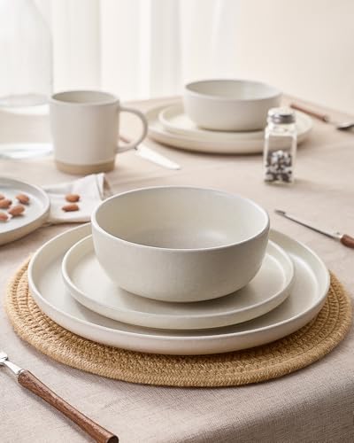 Milkyway 16 Piece Dinnerware Set with Mugs (Matte Beige White / Service for 4 (Include Mugs))