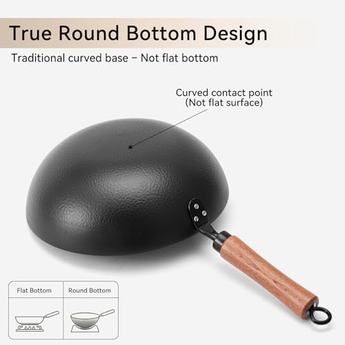 Carbon Steel Wok Pan 11 Inch (11 Inch Round Bottom)