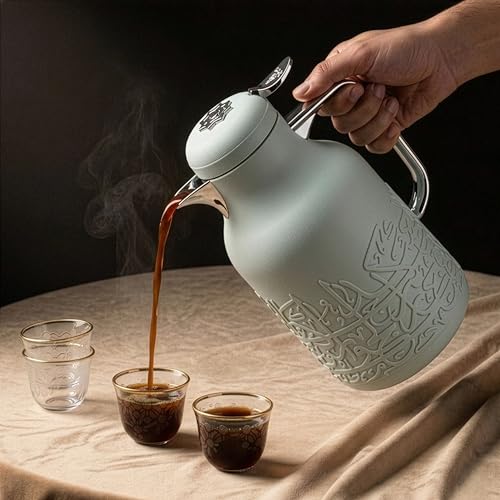 Insulated Carafe Flask 1L For Hot Coffee & Tea (Green mint & Silver)