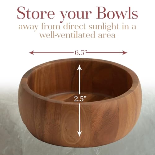 Woodard & Charles Acacia Wood Individual Salad & Snack Bowl (Single 6 1/2" x 2 1/2" Salad Bowl)