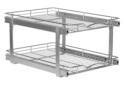 2-Tier Pull-Out Cabinet Organizer for Kitchen, 28"W x 21”D x 16.5"H (28 Inch / Two Tier)