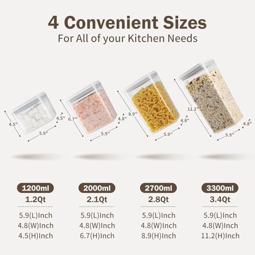 8 Pcs Pop Food Storage Containers Airtight Food Storage Containers Set with Lids Kitchen Pantry Organization and Storage (gray, 8 Pcs)