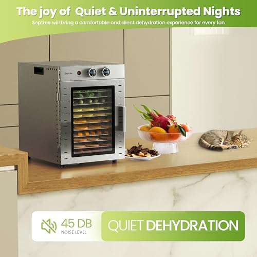 Food Dehydrators Machine with 12 Stainless Steel Trays with Timer Setting Temperature Adjusted 68 ℉ to 194 ℉ Dryer for Herb Fruit Meat Vegetables Mushroom Beef jerky for Commercial Household large (12 Count)