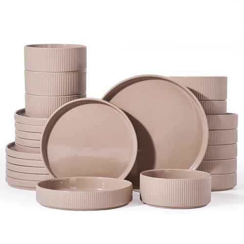 Stoneware Dinnerware Set with Pasta Bowls (24 Count)