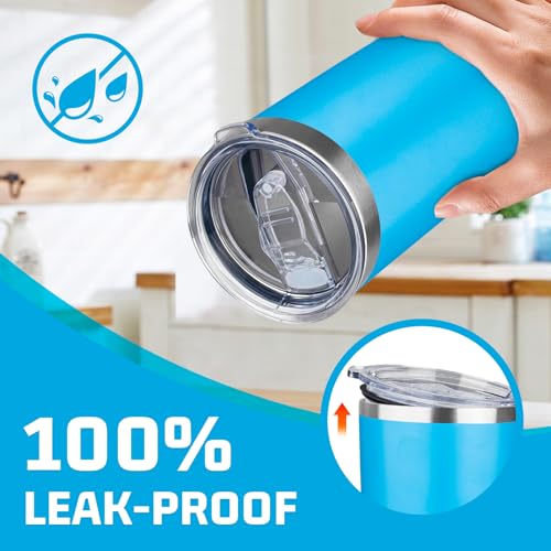 20oz Tumbler with Lid Double Wall Vacuum Insulated Travel Coffee Mug Stainless Steel Thermal Cup Powder Coated Sturdy Coffee Tumbler for Hot and Cold Beverage (20 Ounces / Baby Blue)