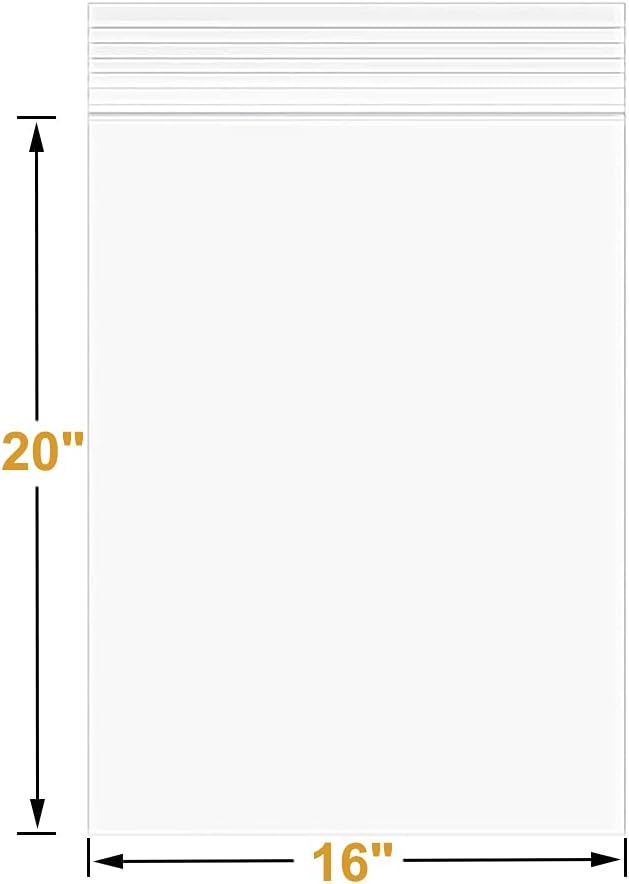 16" x 20" Large Thick 2.4 Mil Clear Zip Seal Lock Poly Bags Reclosable Plastic Bags Clothing T-Shirts Shoes Toys Snack Zipper Bag (30 Pack)