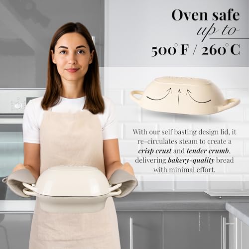 Dutch Oven For Sourdough Bread Baking (24cm x 16cm / Cream)
