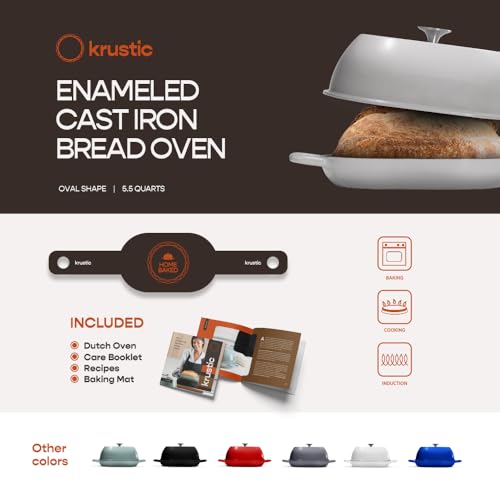 Enameled Cast Iron Dutch Oven for Professional Sourdough Bread Baking