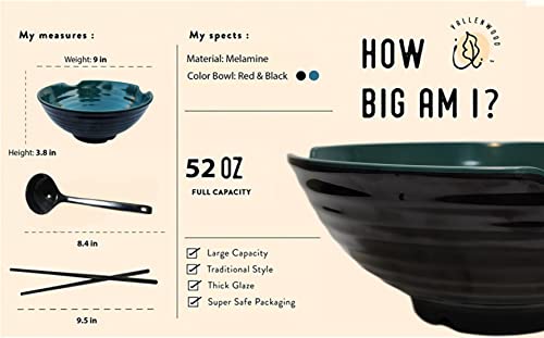 4 XL Ramen bowl set (9 inch x4 / Green Black)
