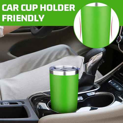 20oz Tumbler with Lid Double Wall Vacuum Insulated Travel Coffee Mug Stainless Steel Thermal Cup Powder Coated Sturdy Coffee Tumbler Bulk for Hot and Cold Beverages (20 Ounces (6 Pack) / Green-Teal-Orange-Yellow-Purple-Lavender)