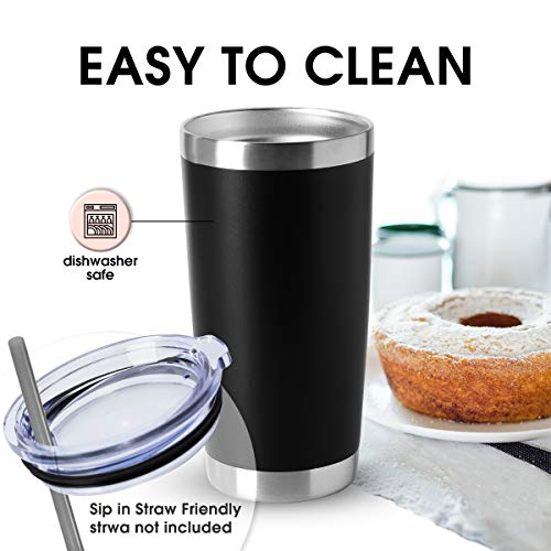 20oz Tumblers Bulk Stainless Steel Cup with Lid Double Wall Vacuum Insulated Coffee Mug for Cold & Hot Drinks 8 Pack (Black-A / 8 Count (Pack of 1))