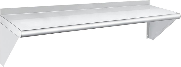 HARDURA Stainless Steel Shelf 12" x 48", 250lb Commercial Shelves Wall Mount Metal Shelving with Backsplash and Brackets for Kitchen, Restaurant, Laundry Room and Home