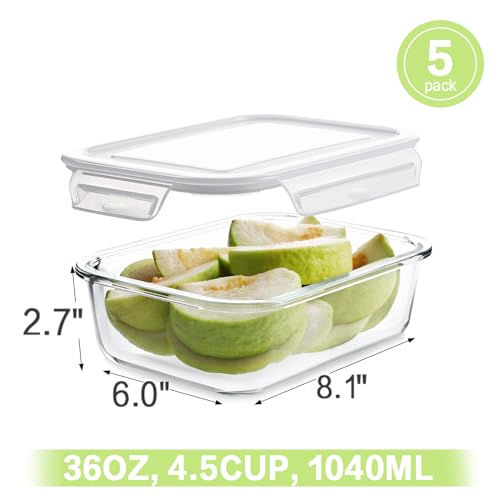 Large Glass Meal Prep Containers (Cream / 5 Pack)