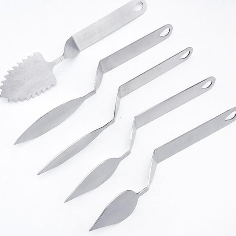 PRETYZOOM Cake Cream Spatula, 5 Shapes Stainless Steel Frosting Baking Tool, Icing Oil Painting Spatula, Cake Decorating Tool