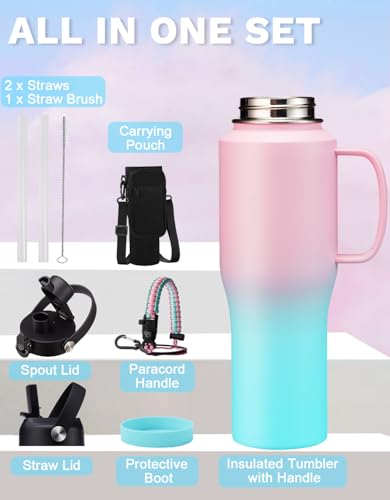 32 oz Insulated Water Bottle with Handle (Gray / 32 Ounces with built-in handle)