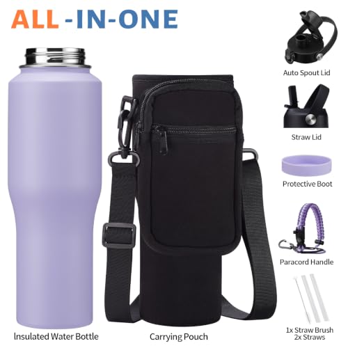 32oz Insulated Bottle with Straw (Light Purple / 32 Ounces)