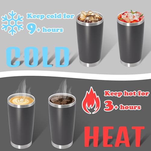 20 oz Tumbler Insulated Tumblers Stainless Steel Coffee Mug (Gray)