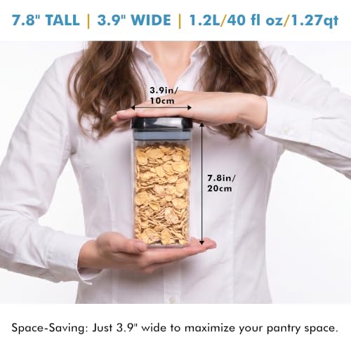 6 PC 1.2L Airtight Food Storage Containers with Lids BPA Free Plastic (Black)