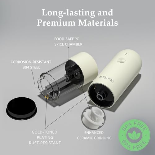 Electric Salt and Pepper Grinder Set (Buttercream)