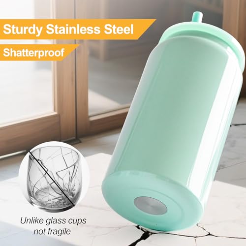 Stainless Steel Cups with Lids and Straws (Bright-Colored)
