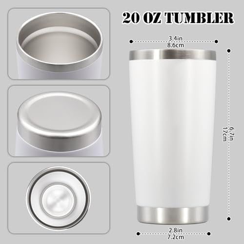 20 oz Tumbler Insulated Tumblers Stainless Steel Coffee Mug (White)
