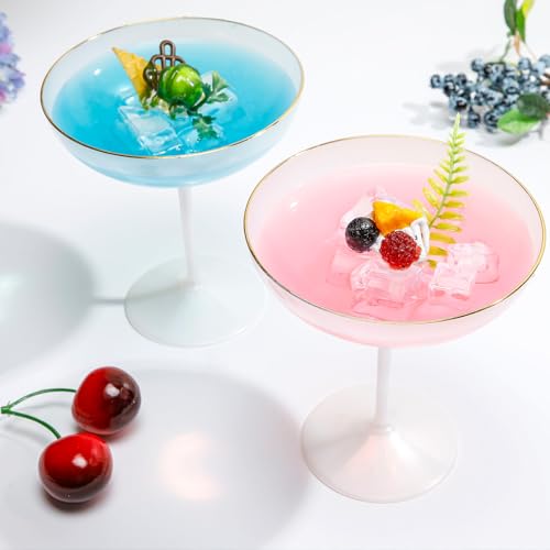 24 Pcs Plastic Coupe Glasses 9 oz Disposable Martini Glasses for Cocktails (24 Count)