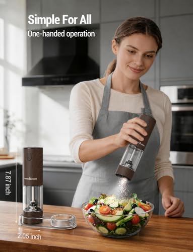 Electric Salt and Pepper Grinder Set (Large / Black Walnut)