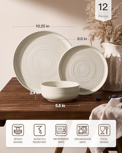 Stoneware Dinnerware Sets for 4 (12 Count)