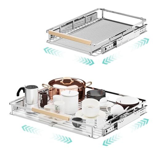 2Pack Expandable Pull Out Cabinet Organizer (Large, 17.1~28'' W x 22.5''D/Side-Mount / 2Pack)