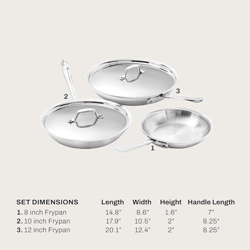 D3® Stainless Steel 5 Piece Frypan Set