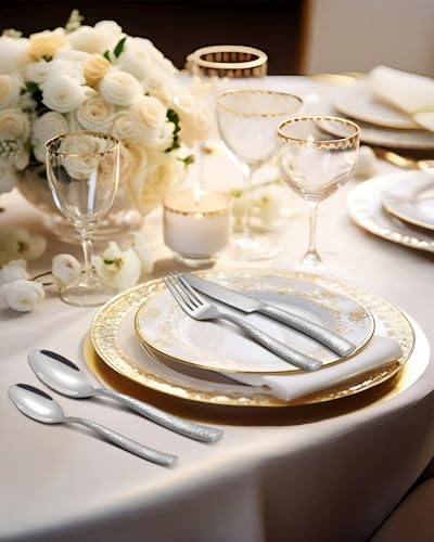 Hammered Silverware Set (60 Count)