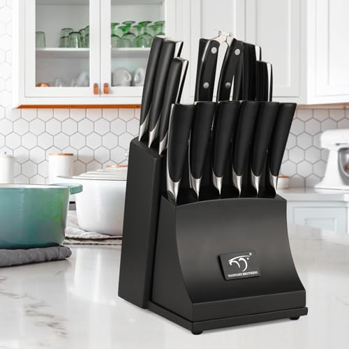 15 Piece Damascus Knife Set with Block (15 Count)