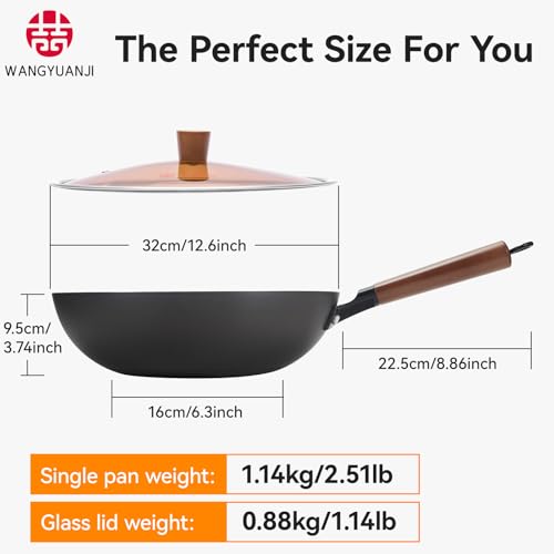 12.6" Carbon Steel Wok Pan with Lid (12.6")