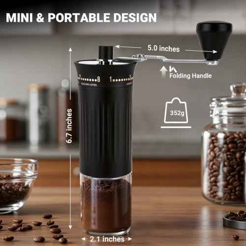 Mini Manual Coffee Grinder With 56 Adjustable Settings (M07 Black / Steel Burr)