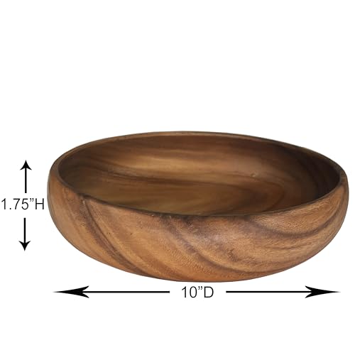 Woodard & Charles Acacia Wood Large Multipurpose Serving Bowl (10" x 1.75" Set of 1)